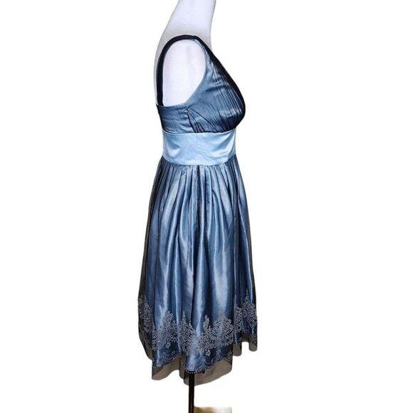 Vintage Y2K Davids Bridal Fit Flare Dress Womens Size 6 Peacock Blue Tulle - Picture 3 of 8